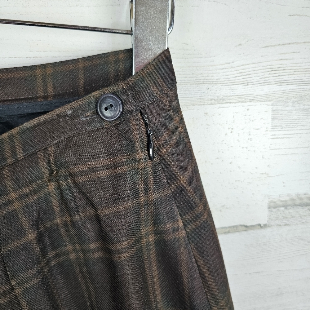 VTG Breeches Tartan Plaid Wool Blend Maxi Skirt Sz 12 Brown Paisley Academia - Picture 8 of 15